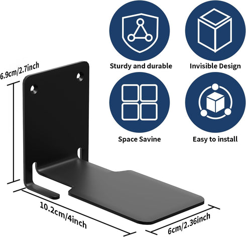 Invisible Floating Bookshelves, Heavy-Duty Book Organizers, Iron Hanging Shelves for Bedroom, Living Room, Playroom, Office, 4 Pieces, Black...