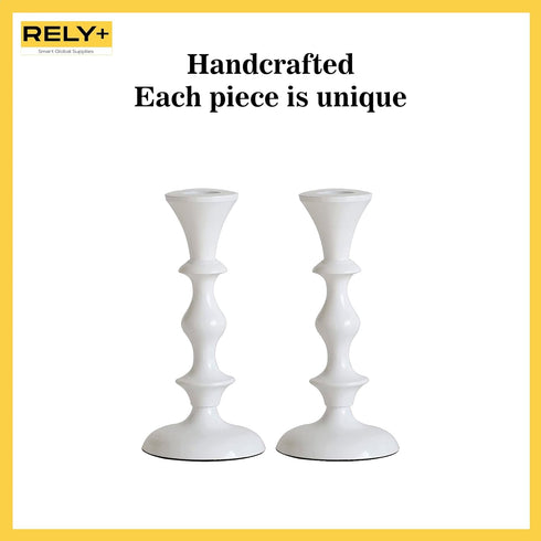 Rely+ White Candle Holders Set of 2 Decorative Centerpiece Table Candlesticks Holders for Taper Candles Home Decor Candle Holders for Dinner Party...