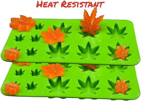 Silicone Leaf Mold, Gummy, For Muffins Cookie Chocolate Fondant Greenery Candy Polymer Clay Edible 1 Green and 1 Brown, 2 Molds (Candy Leaf)...