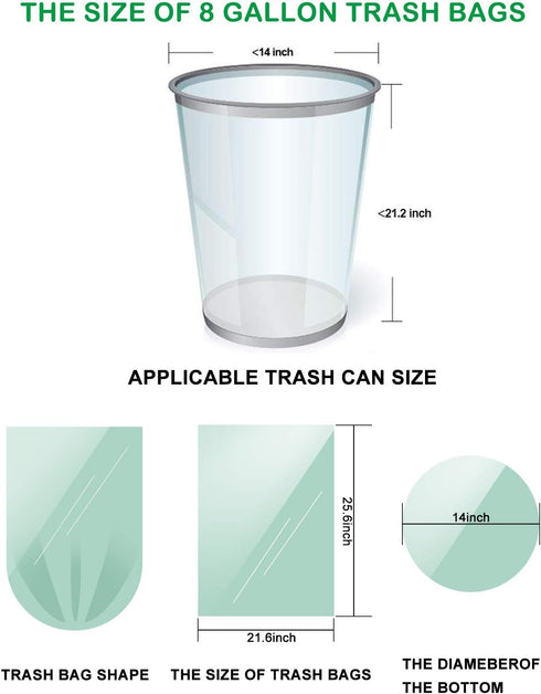 8 Gallon Trash Bags Bathroom Trash Bags, AYOTEE 40 Count Ultra Strong Unscented Garbage Bags Clear Trash Bags Waste Basket Liners for Bathroom, Ki...