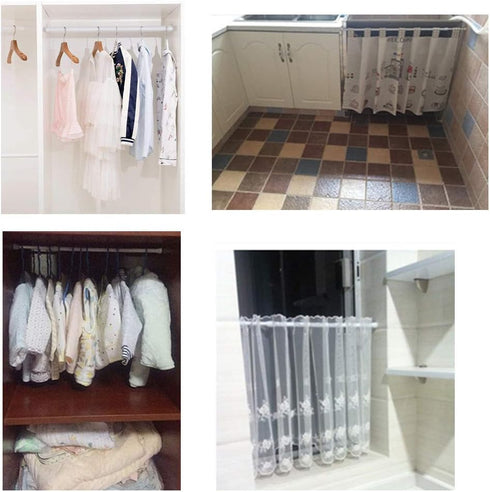 Cupboard Bars Tension Rods, 4 Pack Spring Tensions Rods 11.8-20 Inches Steel Adjustable Tension Curtain Rod Closet Rod Window Rods (White)...