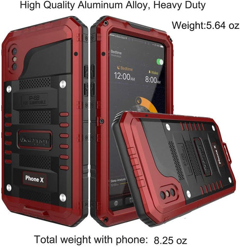 Beasyjoy for iPhone X iPhone 10 Metal Case Heavy Duty Aluminum Cover Waterproof with Screen Full Body Protector Shockproof Tough Rugged Durable Mi...