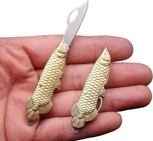 Fish Shape Stainless Steel Portable EDC Mini Folding Pocket Knife Small Keychain Knife Tiny Box Cutter Tools...