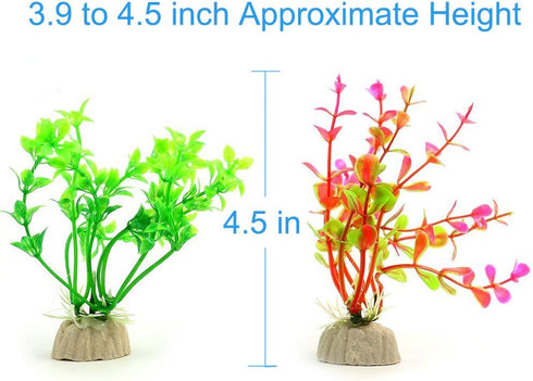 10 Pack Artificial Aquarium Plants, Small Size 4 to 4.5 inch Approximate Height Fish Tank Decorations Home Décor Plastic...