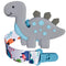 1 Soft Dinosaur Teether for Babies and 1 Baby Pacifier Clip, Valentines Day Gifts for Baby Girl Boy,Silicone Chew Toys for Baby (Grey Dinosaur)...