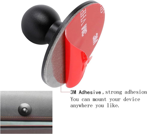 Adhesive 17mm Ball Mount with Extension Adapter for Car Phone Holder, Suction Cup Base for Mounting on Car Dashboards, 17mm Ball Head Stand Base C...