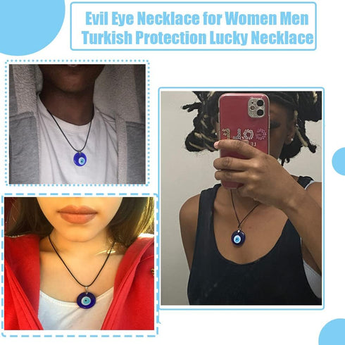 RUIZHEN 2/3/4 Pcs Blue Beads Evil Eyes Bracelet Hamsa Hand of Fatima Bracelet Glass Charm Evil Eye Leather Cord Necklace Protection Jewelry Set...