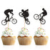 Donoter 48 Pcs Glitter BMX Bicycle Cupcake Topper Picks for Bike Theme Birthday Party Cake Decorations...