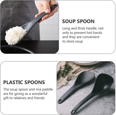 2pcs Rice Paddle Spoon Soup Spoon Cooking Utensil Rice Scooper Non- stick - Works for Rice Mashed Potato or more...