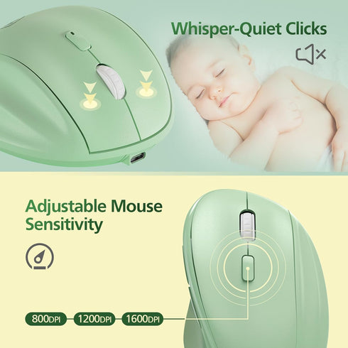 Micropack Vertical Mouse Multi-Device, 3-Mode Bluetooth 5.0 & 3.0 Mouse 2.4G Wireless Mouse with Adjustable DPI & Silent Click for Laptop, MacBook...