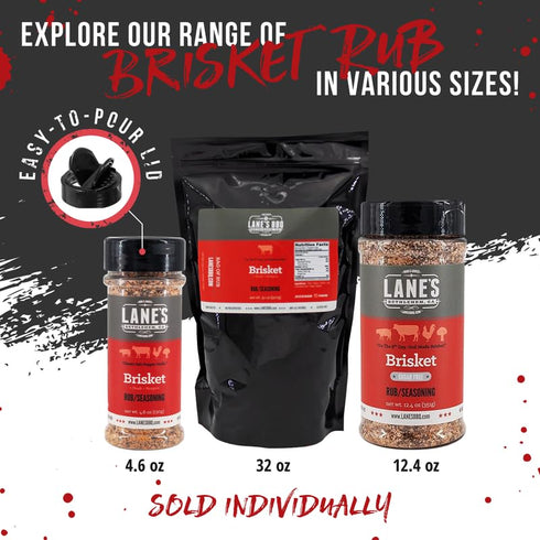 Lane's Brisket Rub Seasoning, All-Natural Championship Butt Rub Seasoning, Perfect for Burger, Steaks, and Pork Rubs for Smoking, Made in USA, 12....