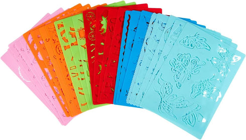 26 Pieces 10 x 7 Inch Drawing Stencil Set for Kids Over 400 Patterns Animals Letters Flowers Dinosaur Christmas Painting Coloring Templates for Ed...