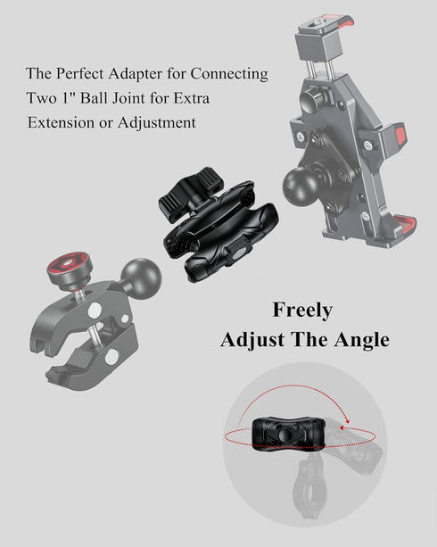 BRCOVAN Double Socket Arm High Strength Composite Short Arm Compatible with RAM Mounts B Size 1'' Ball Components & Bike Motorcycle Phone Mount Ho...