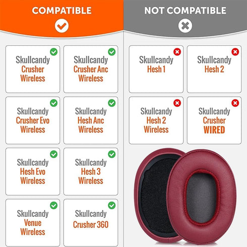 Replacement Earpads for Skullcandy Crusher Hesh 3 3.0 Hesh3 Venue Wireless ANC Headset Replacement Headphones Memory Foam Earpads Ear Pads, Protei...