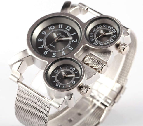 1167 Mens Top Brand Multi-Function 3-Movt Quartz Steel Wrist Watch...