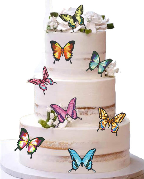 Set of 24 Piece 2" Edible Wafer Paper Big Colorful Butterflies for Cake/Cupcake (colorful)...