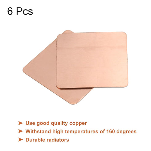 MECCANIXITY Heatsink Copper Pad Shim 20mm x 20mm x 0.3mm Thermal Conductive Heat Sink for Electronic Chip Cooling Pack of 6...