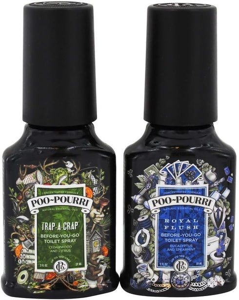 Poo-Pourri Before-You-Go Toilet Spray, Master Crapsman, Gift Set Variety 2 Fl Oz - Royal Flush and Trap-A-Crap...
