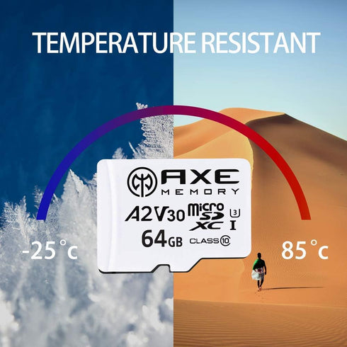 AXE MEMORY 64GB Micro SD Card 4K Ultra Full HD Video Premium Speed MicroSDXC Up to 100MB/S A2 V30 UHS-I U3, with SD Adapter...