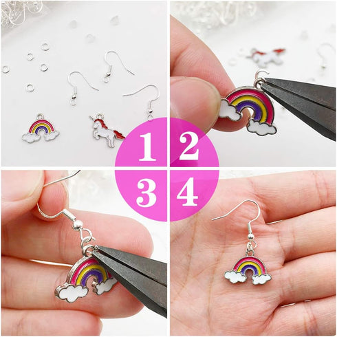100PCS/50Pairs 925 Sterling Silver Earring Hooks,Ear Wires Fish Hooks,300pcs Hypoallergenic Earring Making kit with Jump Rings and Clear Rubber Ea...