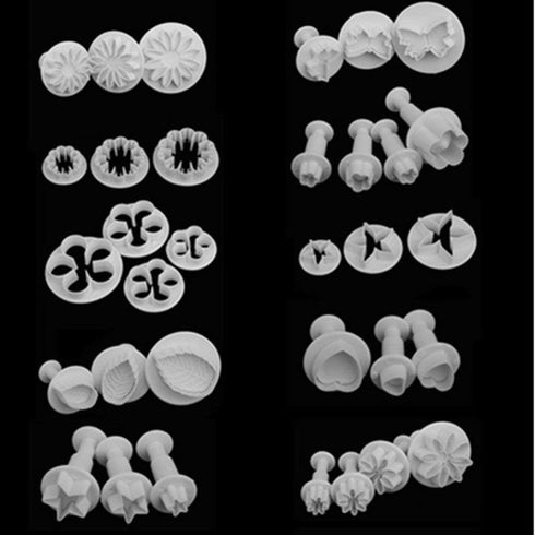 33 Piece Fondant Cake Cookie Plunger Cutter Sugarcraft Flower Leaf Butterfly Heart Shape Decorating Mold DIY Tools...