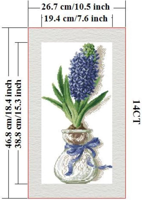 CROSSDECOR Cross Stitch Kits for Adults Full Range of DIY Stamped Cross Stitch Kits Blue Hyacinth Pattern for Gift and Home Decor 14CT 2 Strands 1...
