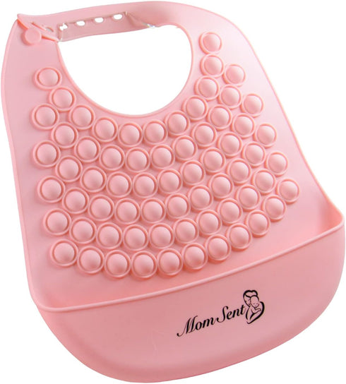 Momsent Silicone Bib for babies and toddlers. Sensory Fidget Popper Adjustable, waterproof, BPA Free. (Pink, blue)...