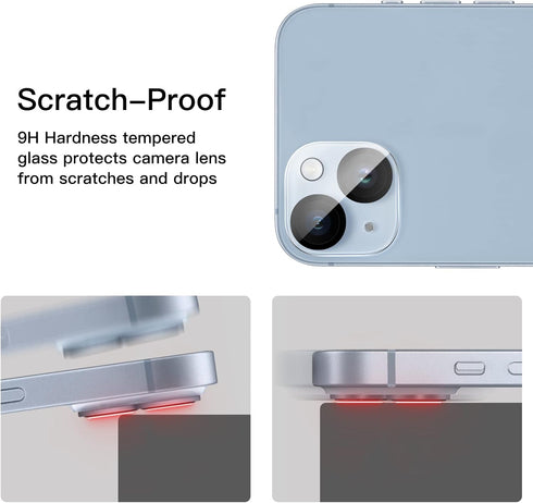 JETech Camera Lens Protector for iPhone 14 6.1-Inch and iPhone 14 Plus 6.7-Inch, 9H Tempered Glass, Anti-Scratch, Case Friendly, Does Not Affect N...
