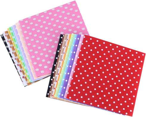 20pcs 15x15 Cm Thick Felt Nonwoven Fabric - Flower Dot Design for DIY Sewing Projects - Kids Crafting - Patchwork Felt Fabric Sheet for Embroidery...