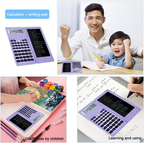 Scientific Calculator for high-school, 10 Digits Digital with Erasable writing board Math Calculator for middle school & College (Purple)...