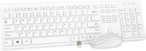 Wireless Keyboard and Mouse Combo - Rii Standard Office PC Keyboard and Optical Wireless Mice (WHITE)...