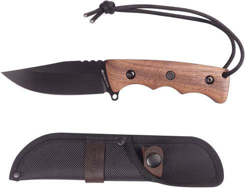 Compact Fixed Blade Knife Full Tang Short Knife Blade Wood Handle with Sheath Clip, Paracord for EDC Outdoor Camping Hiking Gift...