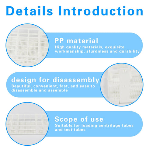 Plastic Test Tube Rack, 24 Holes?Test Tube Holder for 25 mm Test Tubes, White Vial Holder, Detachable Test Tube Holder Rack (1pcs?24 Holes?...