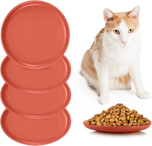 4 Pcs Whisker Fatigue Relief Cat Bowl Shallow Cat Food Dish 6 Inch Cat Wet Feeding Bowls Wide and Short Legged Cat and Small Pet Plate for Kittens...