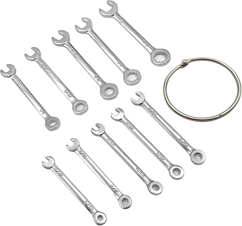 20pcs Mini Wrench Set Open End Wrench Ignition Wrench Sets With Chain Ring British/Metric Type Wrenches (Metric + British)...