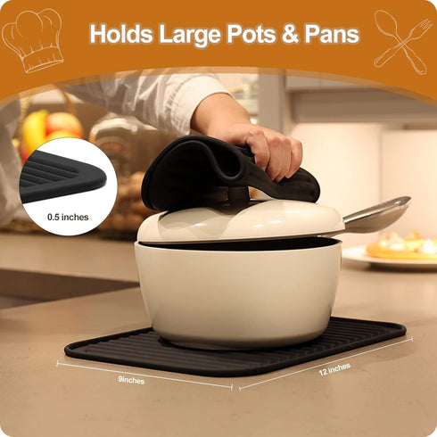 Joyhalo Trivets for Hot Dishes - Hot Pads for Kitchen 9'' x 12'', Silicone Trivets for Hot Pots and Pans, Hot Plates to Protect Table, Quartz Coun...