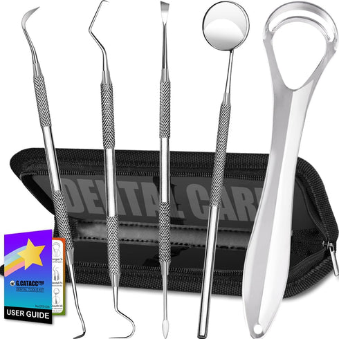 Dental Tools, Dental Pick, Dental Hygiene Kit, Oral Care Teeth Cleaning Tools Set, Stainless Steel Tooth Scraper Plaque Tartar Cleaner, Plaque Rem...