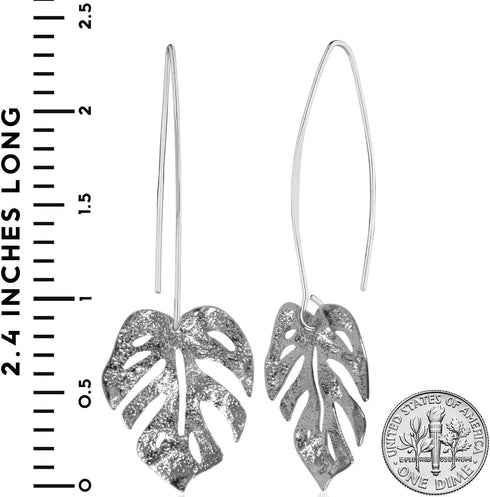 Humble Chic Leaf Earrings for Women - Tropical Palm Threader Dangle Earrings - Long Hanging Boho Dangly Earrings Plated in Gold or Silver Tone...