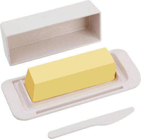 Bamboo Butter Dish with Lid and Knife,Small Butter Keeper for One Stick of Butter,Butter Holder Container for Refrigerator,Countertop,Dishwasher S...