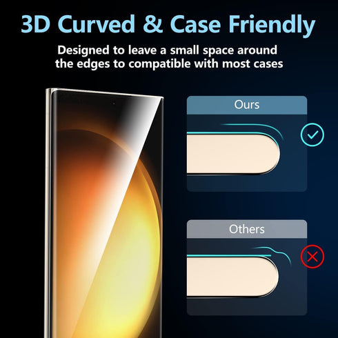 MOCOLL for Samsung Galaxy S23 Ultra Screen Protector?3D Curved?Tempered Glass with Camera Lens Protector, Ultra HD Clear, Fingerprint Unlock 9H Ha...