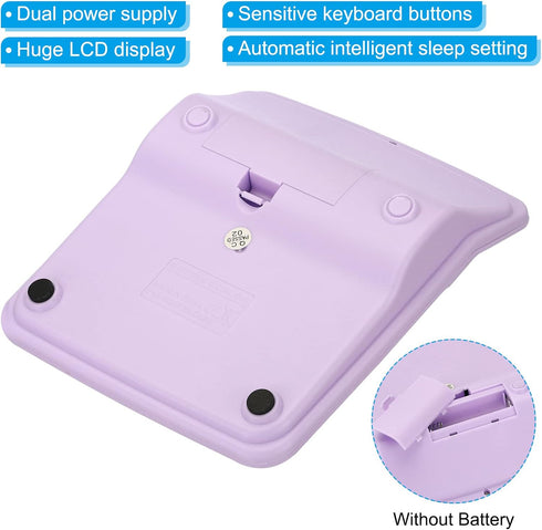 PATIKIL Desk Calculator, 12 Digits Large LCD Display Electronic Calculator Solar Battery Dual Power for Home Office Desktop, Purple...