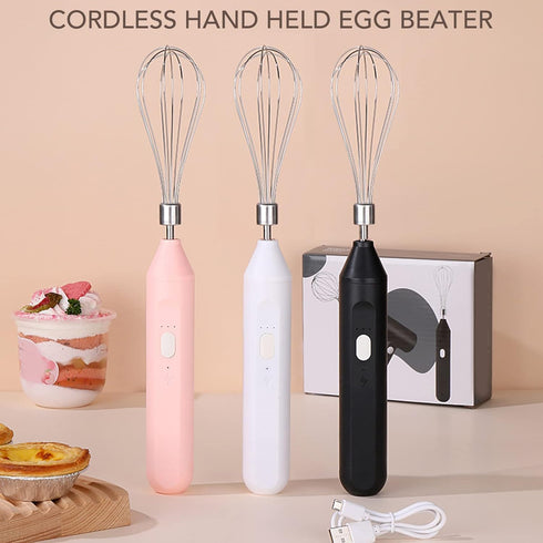 Electric Egg Beater, Cordless Hand Mixer 3 Speeds for Home Baking (Black)...