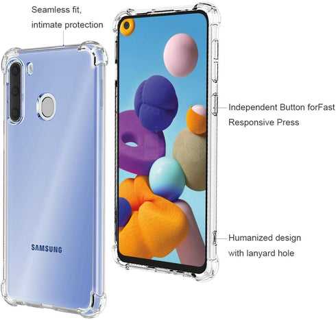 for Galaxy A21 Phone Case, Samsung A21 Phone Case, with Screen Protector, Design Well Made Shockproof Slim Clear Color Soft TPU Protection Cover C...