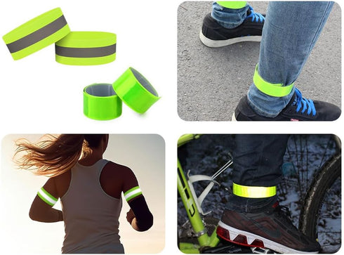 4PCS Adjustable Reflective Safety Harness+4PCS Elastic Reflective Wristbands+4PCS Reflective Slap Arm-Bands and a Mesh Bag,Running Reflective Vest...