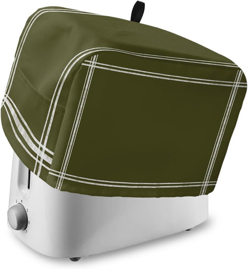Toaster Dust Cover with Pockets, Solid Color Dark Olive Green Soft Washable 4 Slice Toaster Cover, Dust-proof Cover for Small Appliance Cover and ...