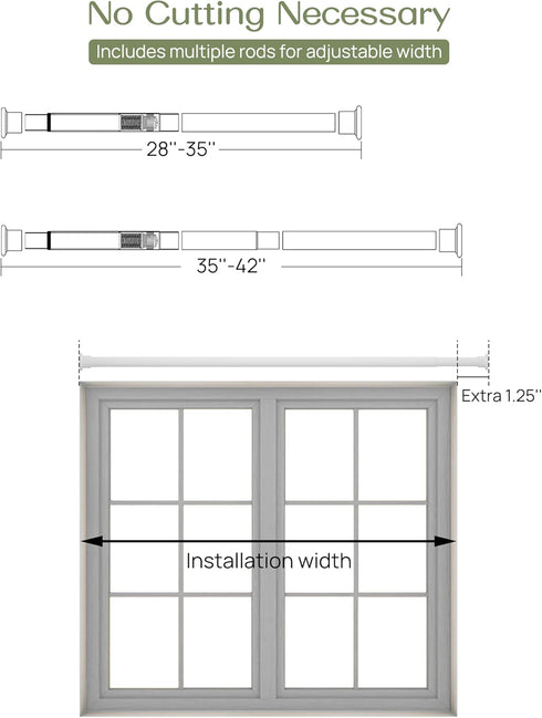 ALLZONE Heavy Duty Tension Shower Curtain Rod 28-42 Inches for Bathroom, Window, Non-Slip, Adjustable with Strong Spring Pole for Closet, Doorway,...