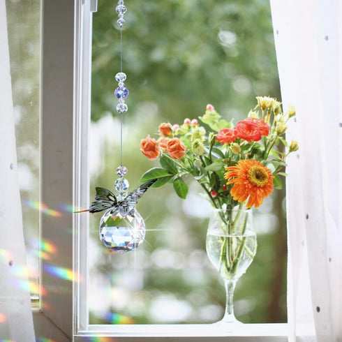 WEISIPU Crystal Hanging Decorations - Hanging Ornament Crystals Butterfly Suncatchers with Clear Crystal Ball for Home, Office, Garden Decoration,...