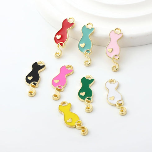 Gold Plated Multicolor Cat Charms Pendants for Jewelry Making,Enamel Pendants,Alloy Cute DIY Jewelry Supplies for Necklace Bracelets Earrings...