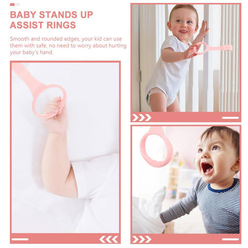 SAFIGLE Cribs 4pcs Baby Pull up Rings Baby Standing Walker Crib Tool Ring Baby Playpen Crib Hook Help Baby Stand Up Walking Training Tool for Newb...