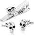 Silver Black Men's Cufflinks Stainless Steel Cufflink Set, Skull Tie Clips for Men Unique Wedding Cufflinks Jewelry Gift for Men...